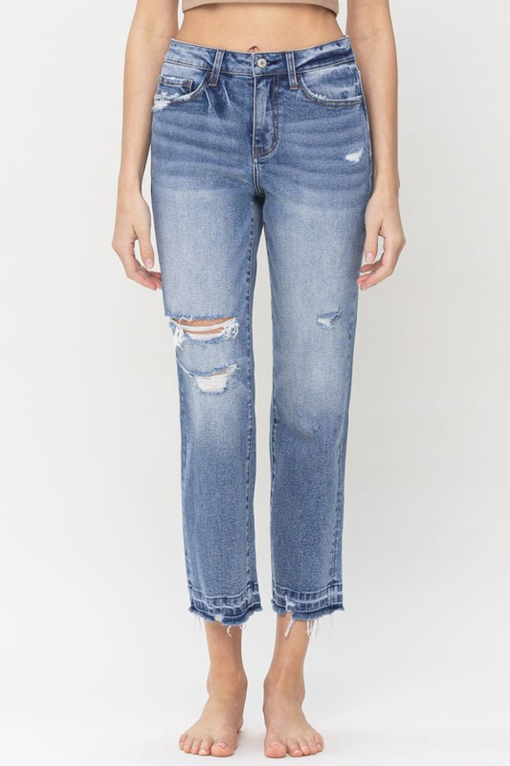 Lovervet Full Size Lena High Rise Crop Straight Jeans - bertofonsi