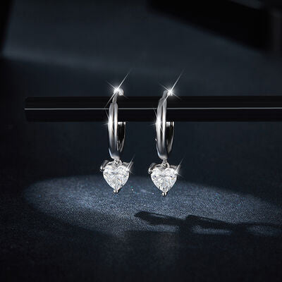 1 Carat Moissanite 925 Sterling Silver Heart Earrings - bertofonsi
