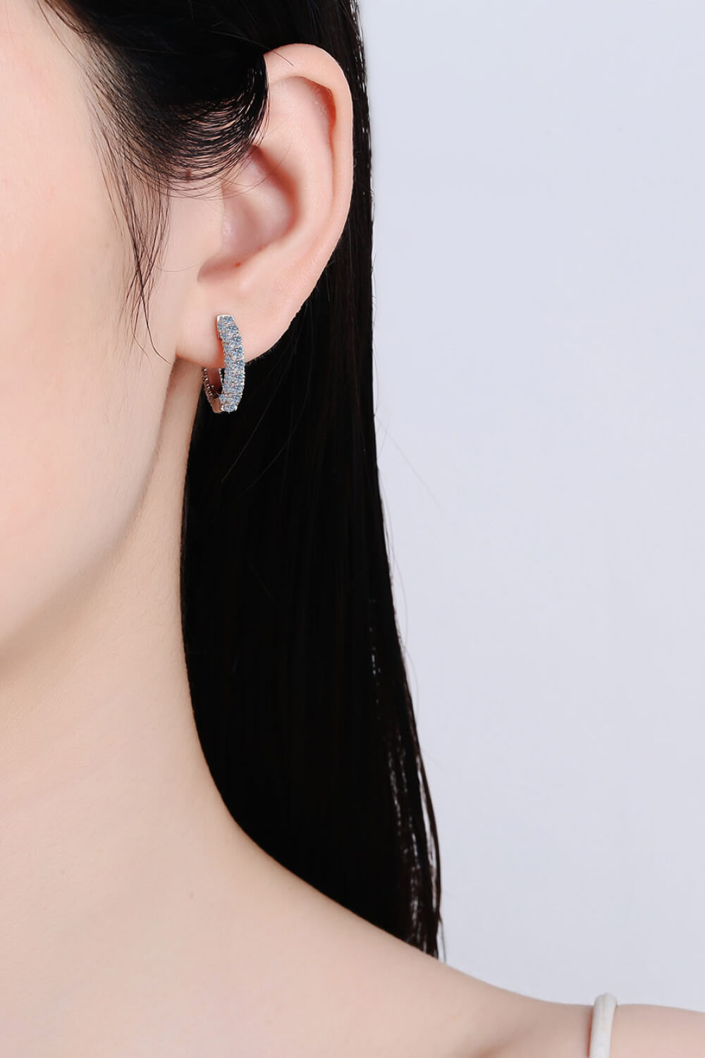 925 Sterling Silver Moissanite Huggie Earrings - bertofonsi