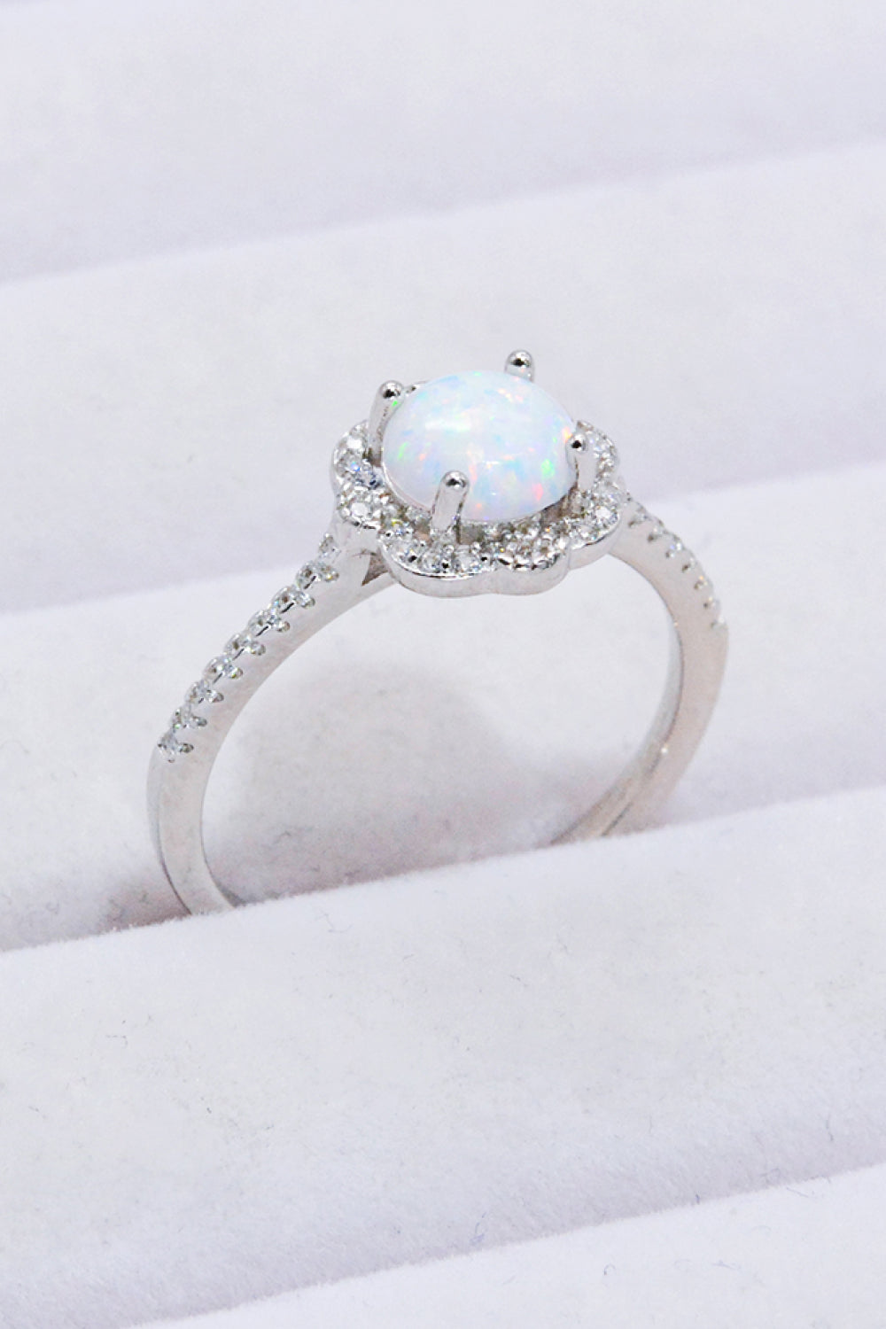 Platinum-Plated 4-Prong Opal Ring - bertofonsi