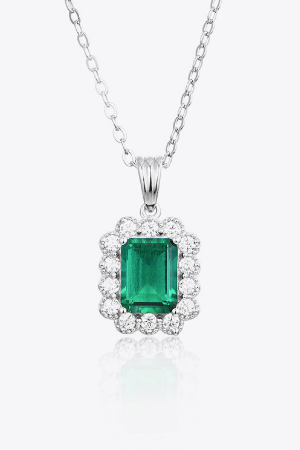 1.5 Carat Lab-Grown Emerald Pendant 925 Sterling Silver Necklace - bertofonsi