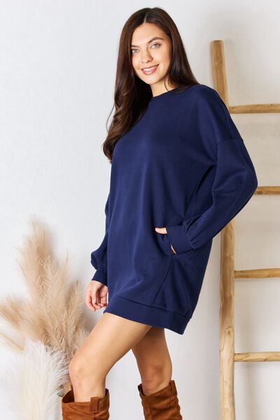 Zenana Oversized Round Neck Long Sleeve Sweatshirt - bertofonsi