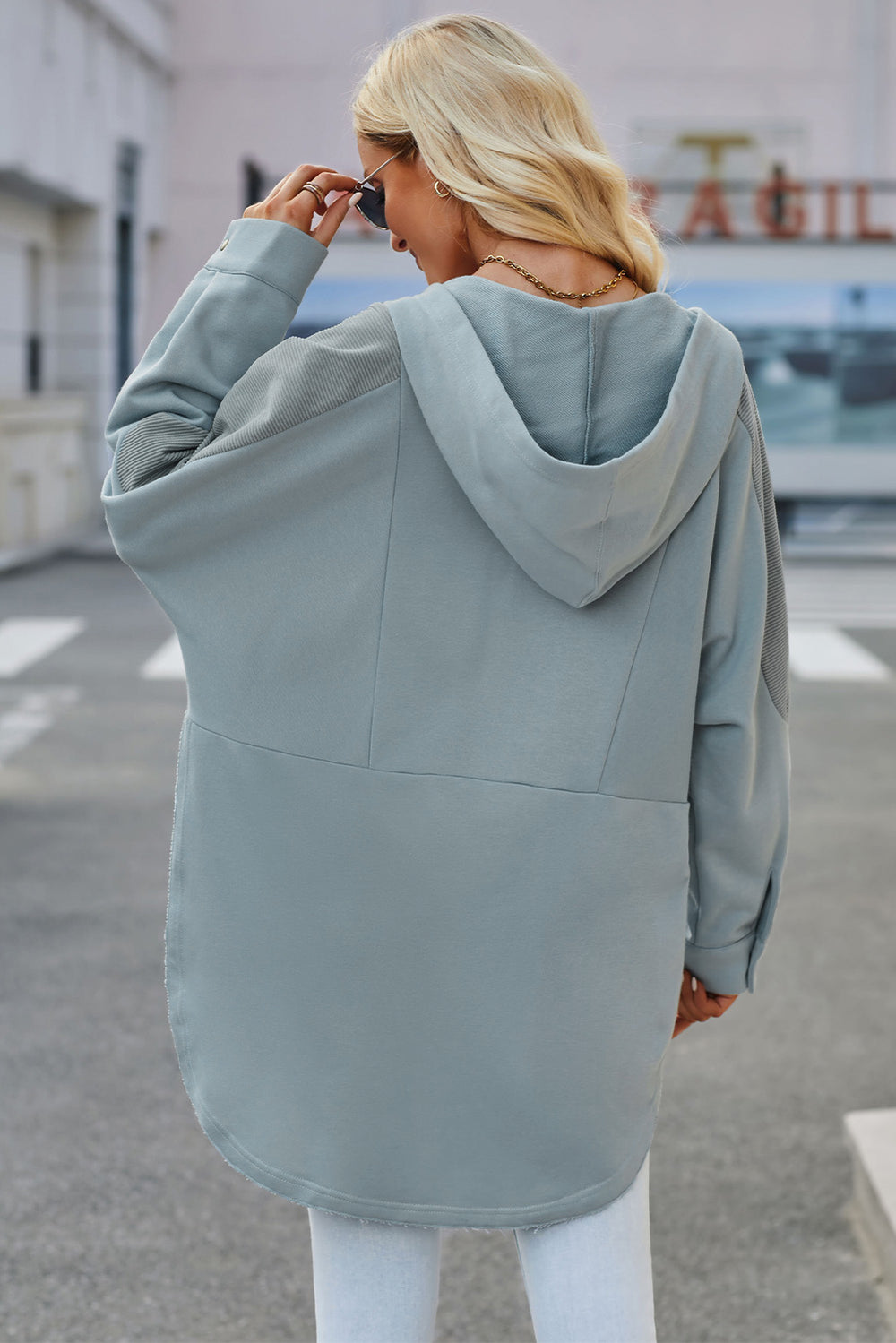 Long Sleeve Buttoned Hoodie with Pockets - bertofonsi