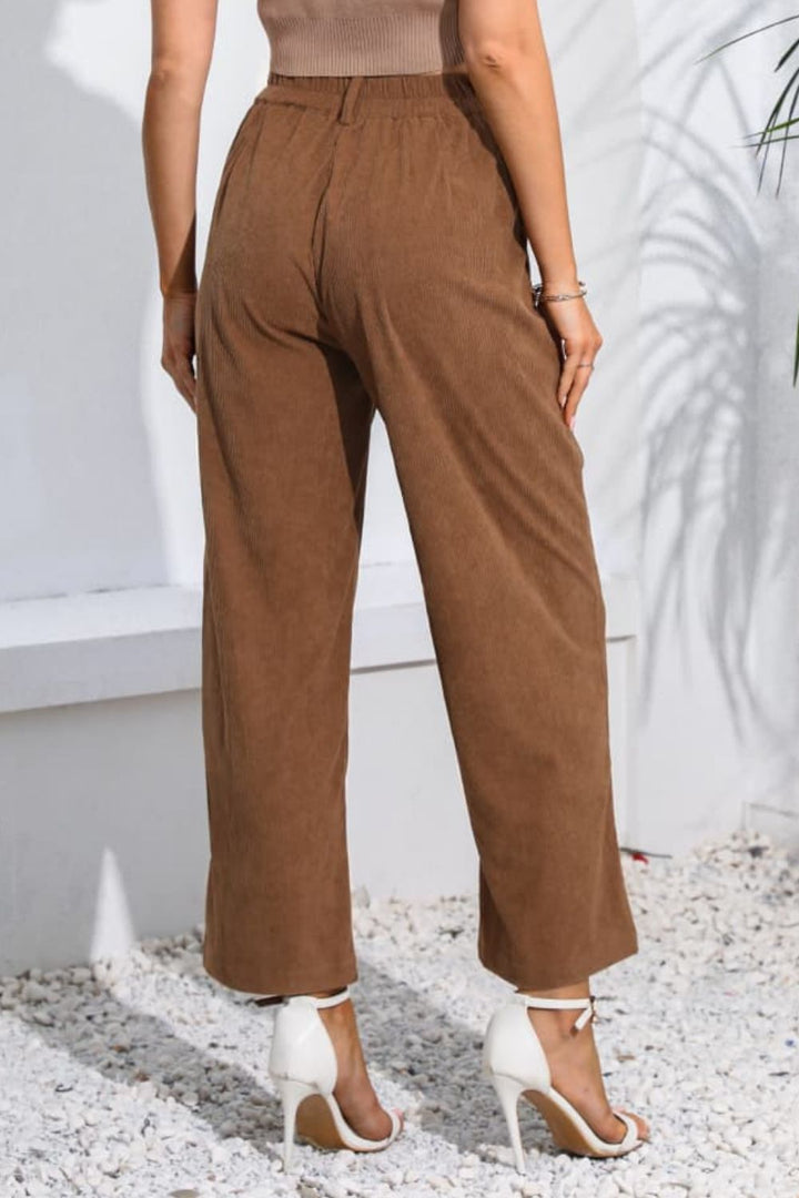 Buttoned  Straight Hem Long Pants - bertofonsi
