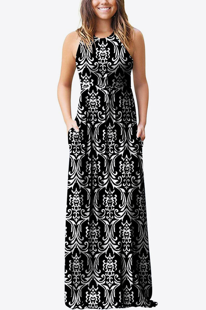 Empire Waist Sleeveless Dress with Pockets - bertofonsi