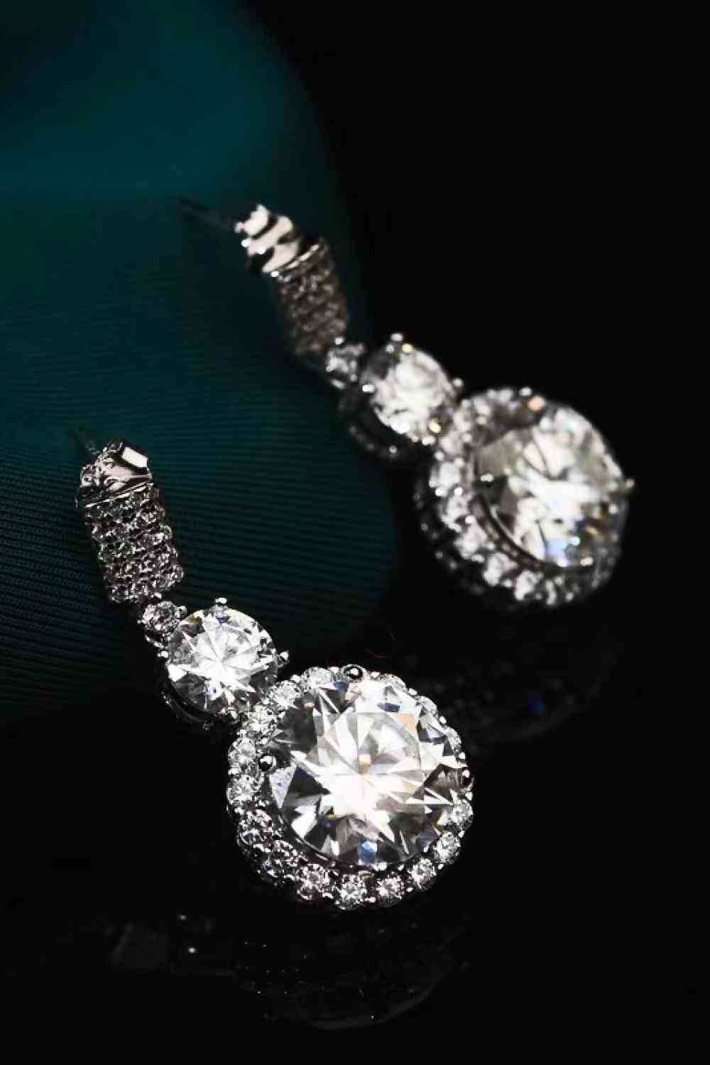 12 Carat Moissanite Platinum-Plated Drop Earrings - bertofonsi