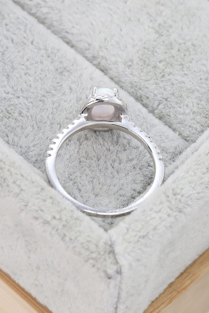 Opal 925 Sterling Silver Halo Ring - bertofonsi