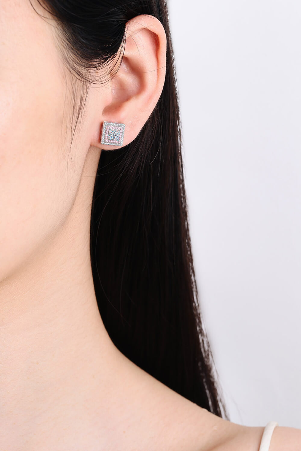 Moissanite Square Stud Earrings - bertofonsi
