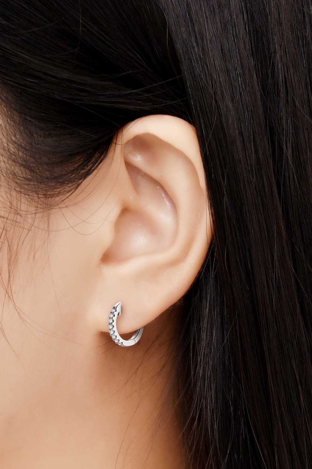 Moissanite 925 Sterling Silver Huggie Earrings - bertofonsi