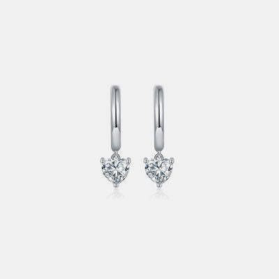 1 Carat Moissanite 925 Sterling Silver Heart Earrings - bertofonsi