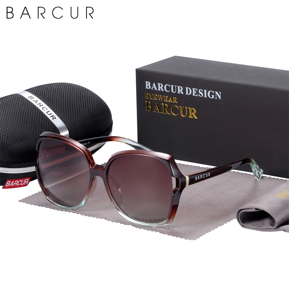 BARCUR Oversize TR90 Sunglasses Women Polarized UV400  Sunglasses Ladies Shades with Gradient Lens lunette de soleil femme - bertofonsi