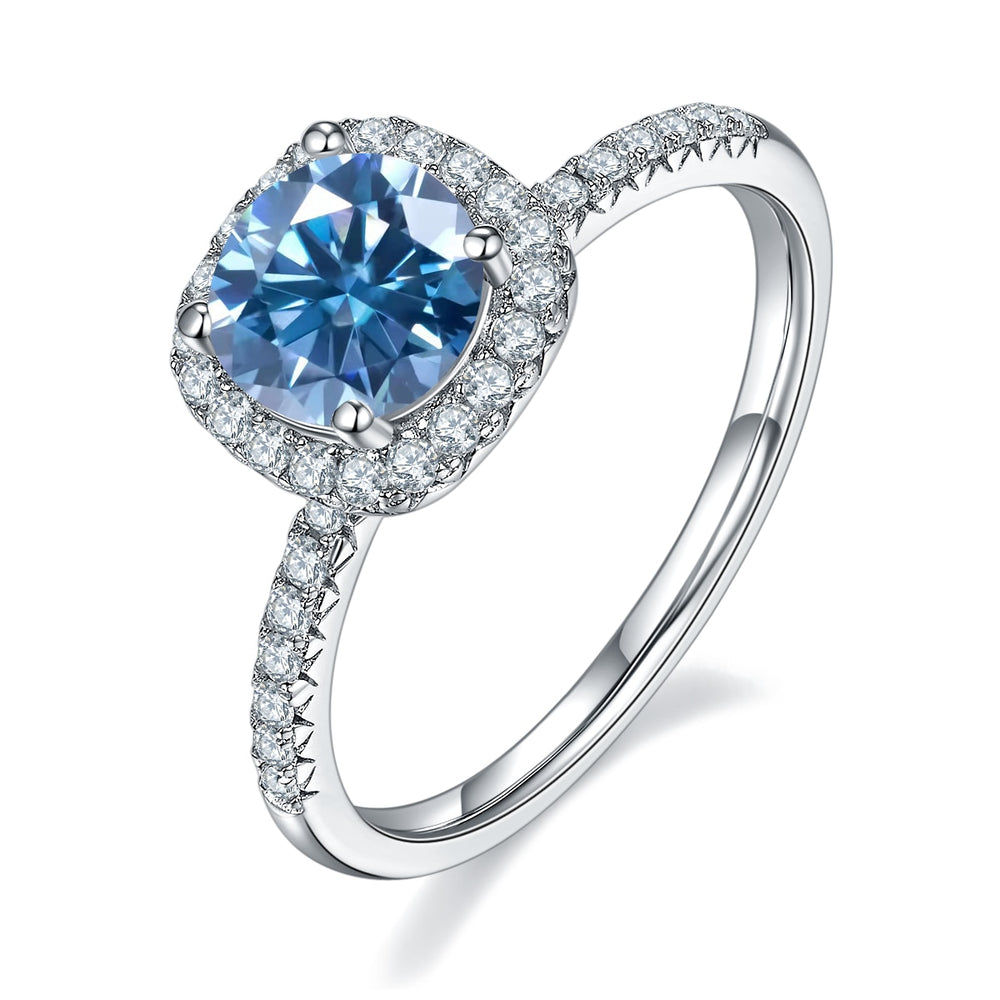 GEM'S BALLET 925 Sterling Silver Ring 1Ct VVS1 Pink Blue Green Moissanite Halo Engagement Rings For Women Wedding Jewelry - bertofonsi