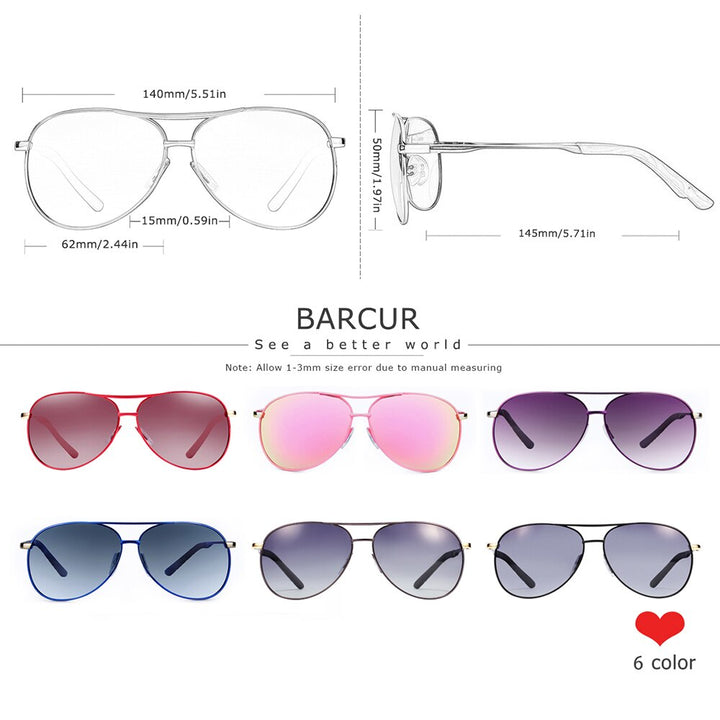 BARCUR Men Gradient Women Sunglasses Polarized Sun glasses for Men Pilot Gafas Oculos De Sol Masculino - bertofonsi