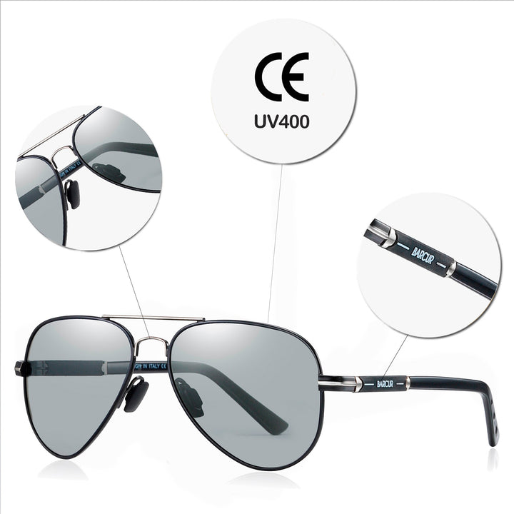 BARCUR Photochromic Polarized Sun glasses for Men Sunglasses Fishing Hiking Eyewear Oculos Gafas De Sol - bertofonsi