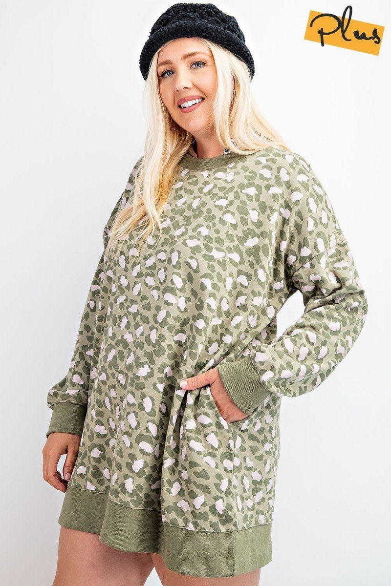 Leopard Printed Terry Knit Dress - bertofonsi