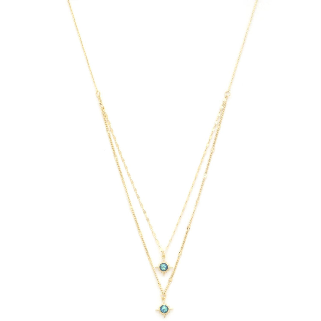 Double Star Crystal Layered Necklace - bertofonsi