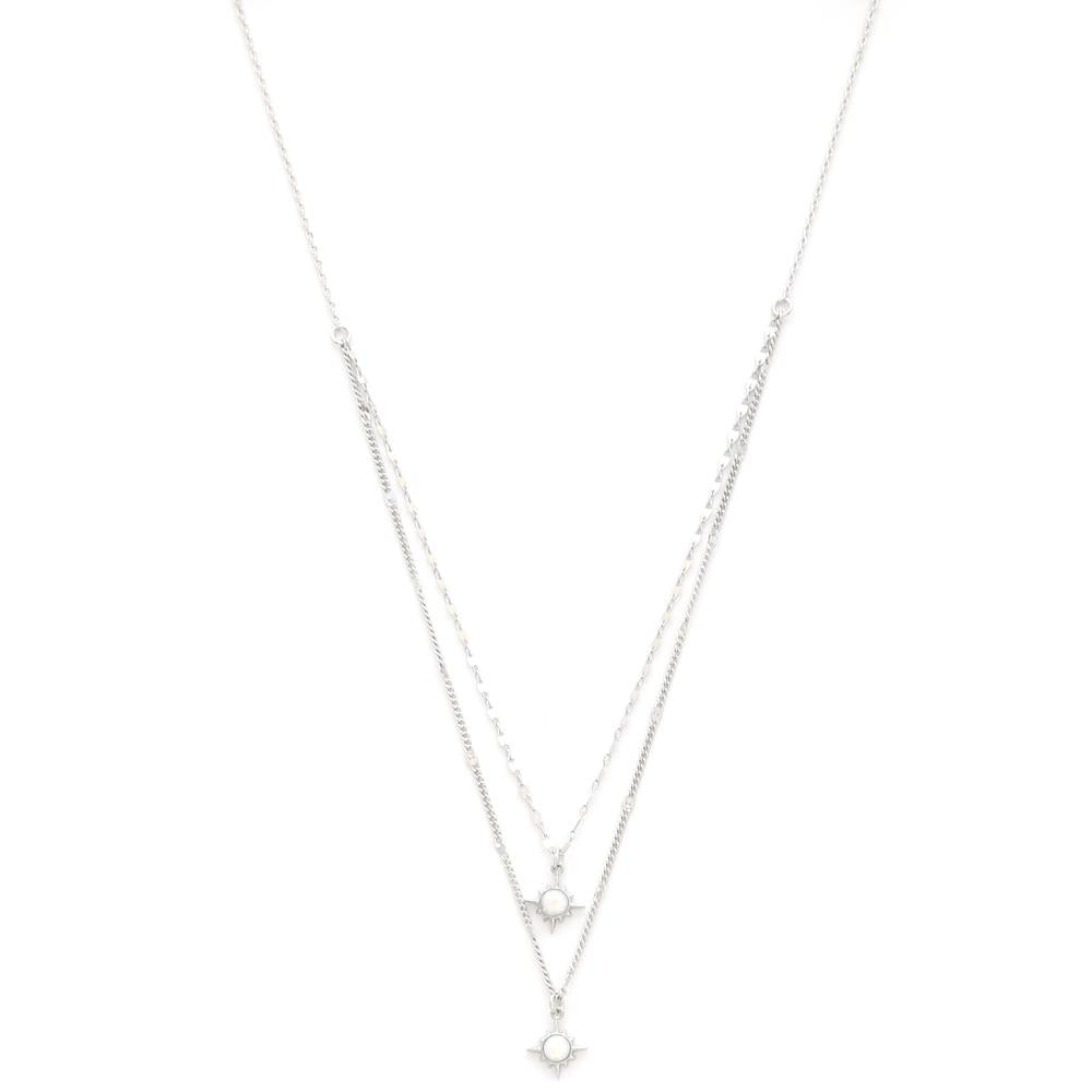 Double Star Crystal Layered Necklace - bertofonsi
