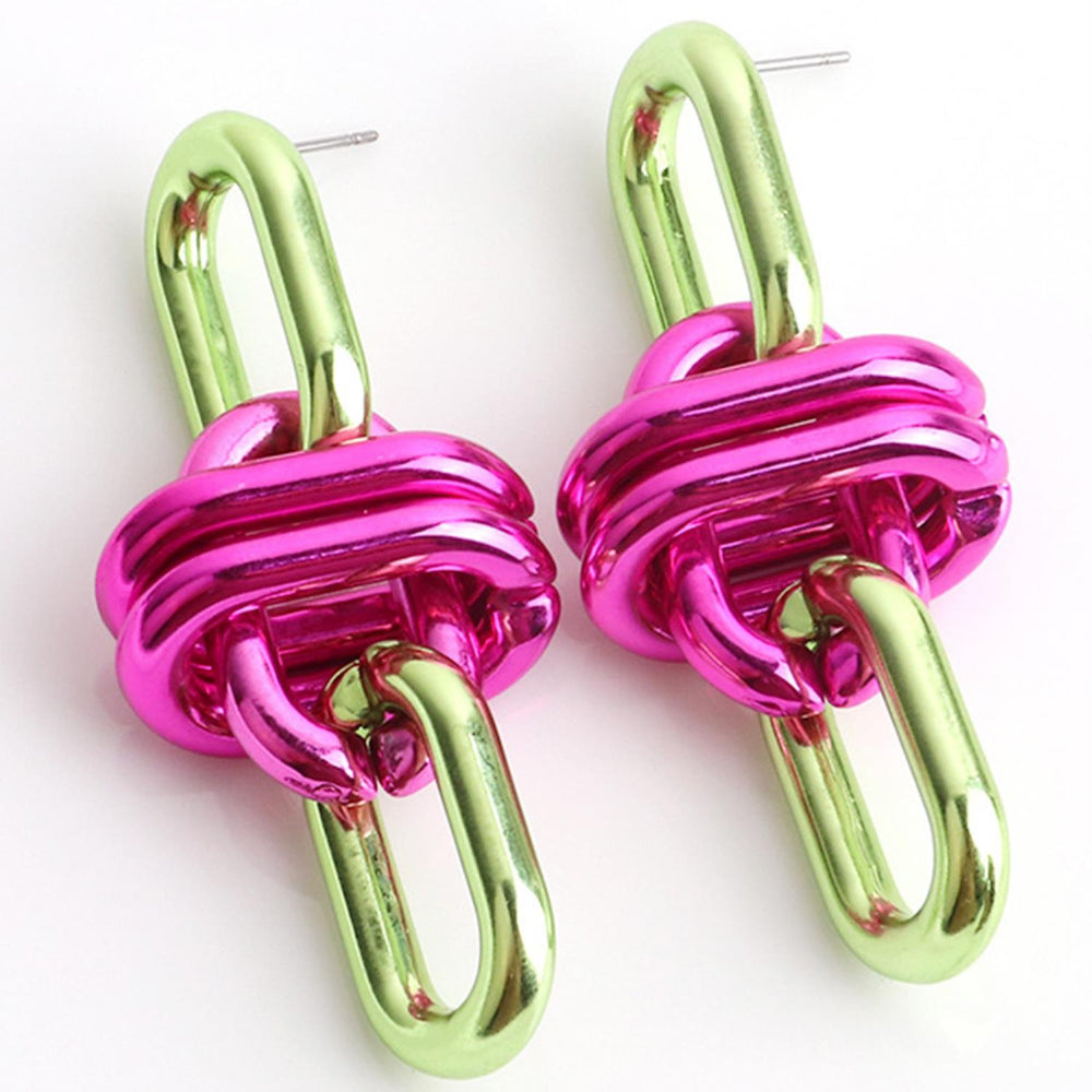 Color Metal Oval Link Earring - bertofonsi