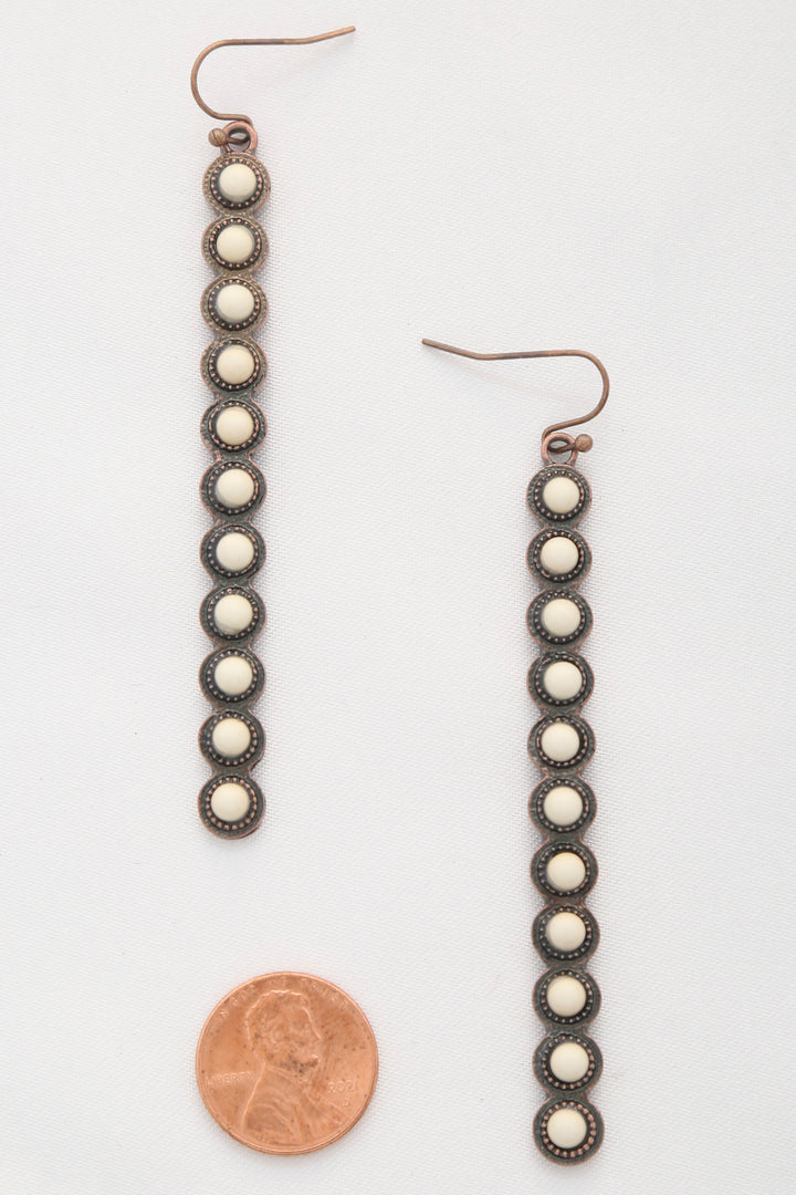 Rodeo Western Round Bead Pattern Metal Dangle Earring - bertofonsi