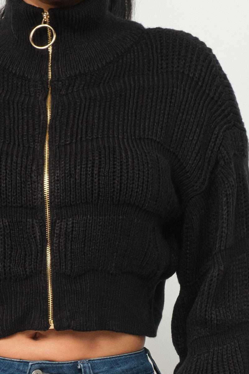 Michelin Sweater Top W/ Front Zipper - bertofonsi
