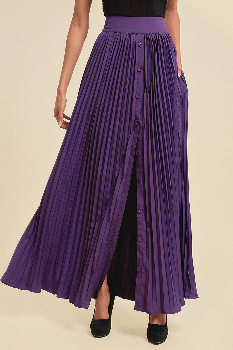 Pleated Skirt With Buttons And Pockets - bertofonsi
