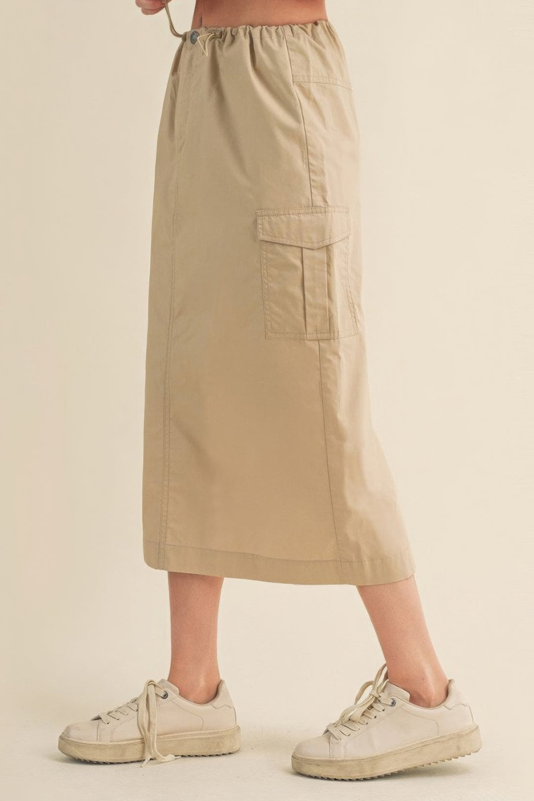Cargo Skirt With Drawstring Midi Skirt - bertofonsi