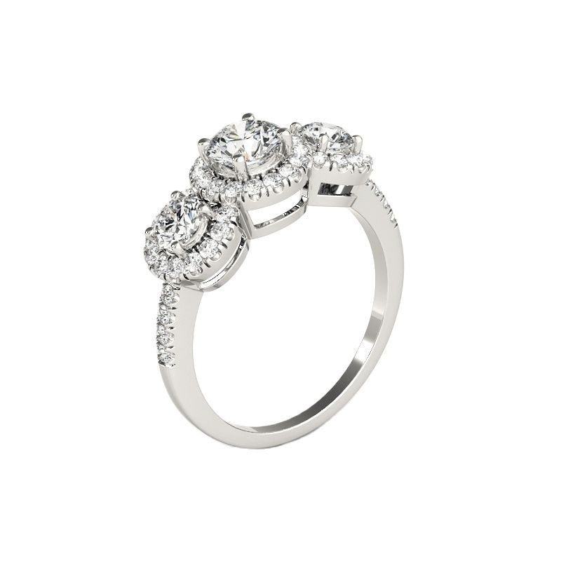 LESF New Three Stones 925 Sterling Silver Ring Luxury  Round Moissanite Diamond  Women Engagement Band For Wedding Ring - bertofonsi