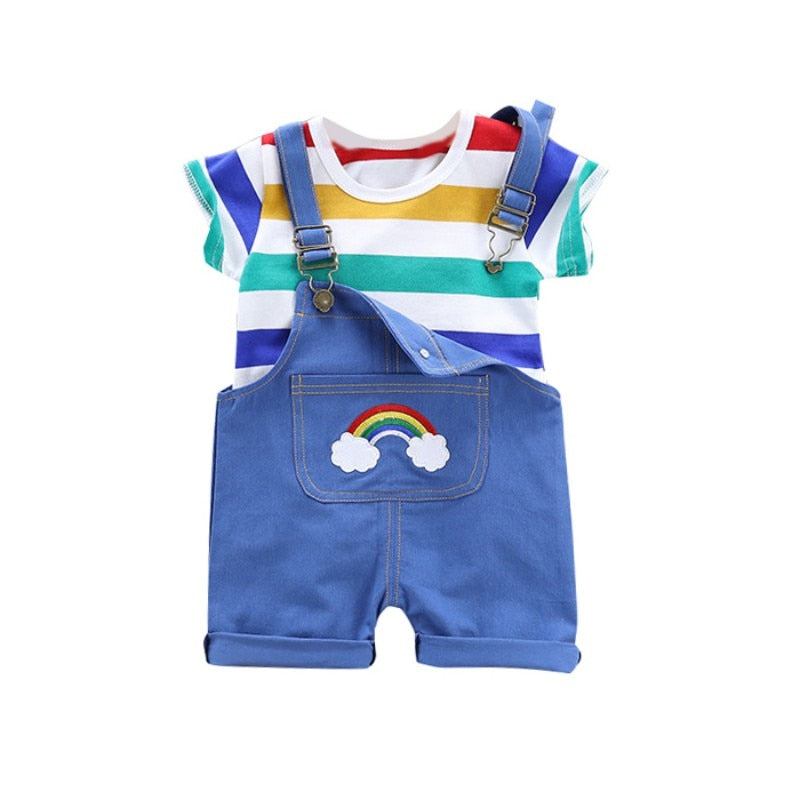 2pcs/set Summer Baby Boys Clothes Set Cartoon Toddler Baby Infant Girls Outfits T-shirt+Bib Pants Kids Clothing Sets Tracksuit - bertofonsi