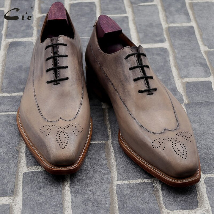 cie Goodyear Welted Handmade Shoes Leather Sole Men Formal Full Grain Calf Leather Dress Shoes Oxford Flat Office Shoes OX 811 - bertofonsi