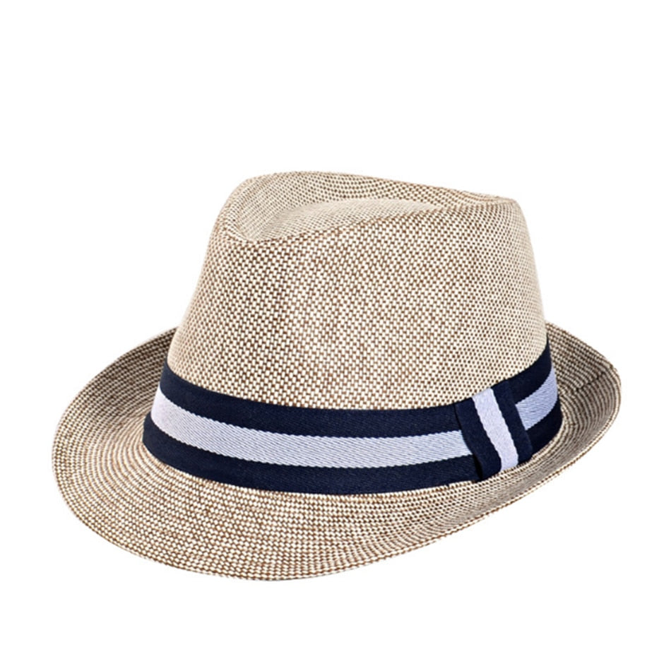 SHOWERSMILE Grey Jazz Hat Men Classic Patchwork Fedora Hats Male British Style Brand 2022 Summer Outdoor Bucket Hats And Caps - bertofonsi