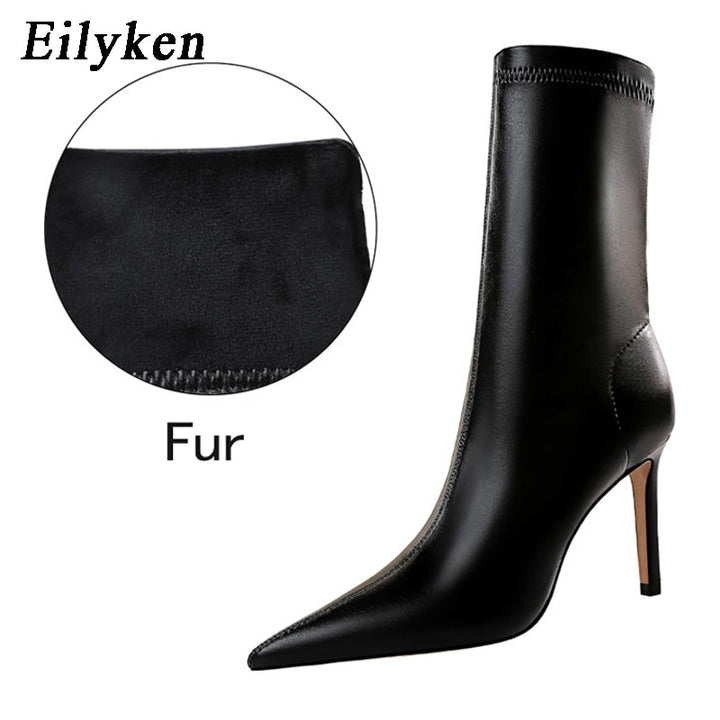 Eilyken 2023 Spring High Quality Soft PU Leather Boots Women Pointed Toe Pumps Heels Fashion Ladies Party Shoes Size 34-40 - bertofonsi