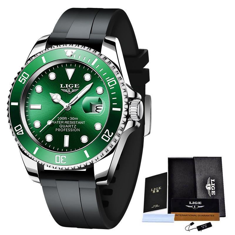 LIGE Top Brand Luxury Fashion Diver Watch Men 3ATM Waterproof Date Clock Sport Watches Mens Quartz Wristwatch Relogio Masculino - bertofonsi