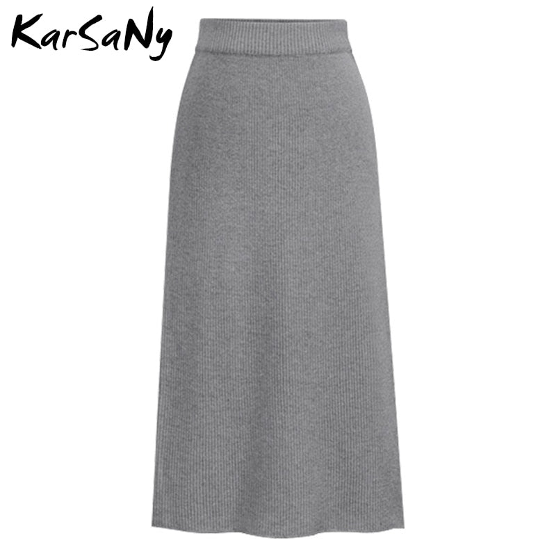 KarSaNy Autumn Winter Knit Pencil Skirt Women High Waist Skirts Womens Knited Split Midi Skirt For Women Autumn 6XL - bertofonsi