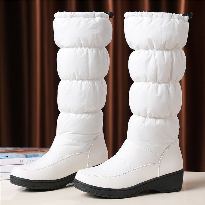 MORAZORA 3 Colors Warm Down women&#39;s Snow Boots thick fur plush mid calf boots women white black ladies cotton Space boots female - bertofonsi