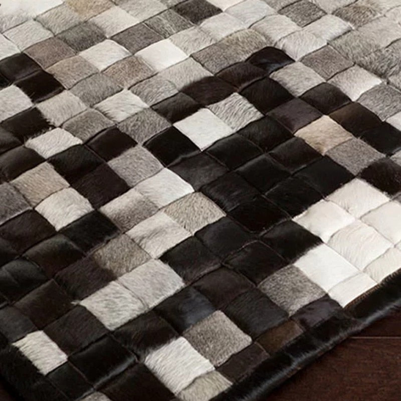 Thick version genuine cowhide skin fur patchwork  ,  big size decoration cow leather villa rug - bertofonsi
