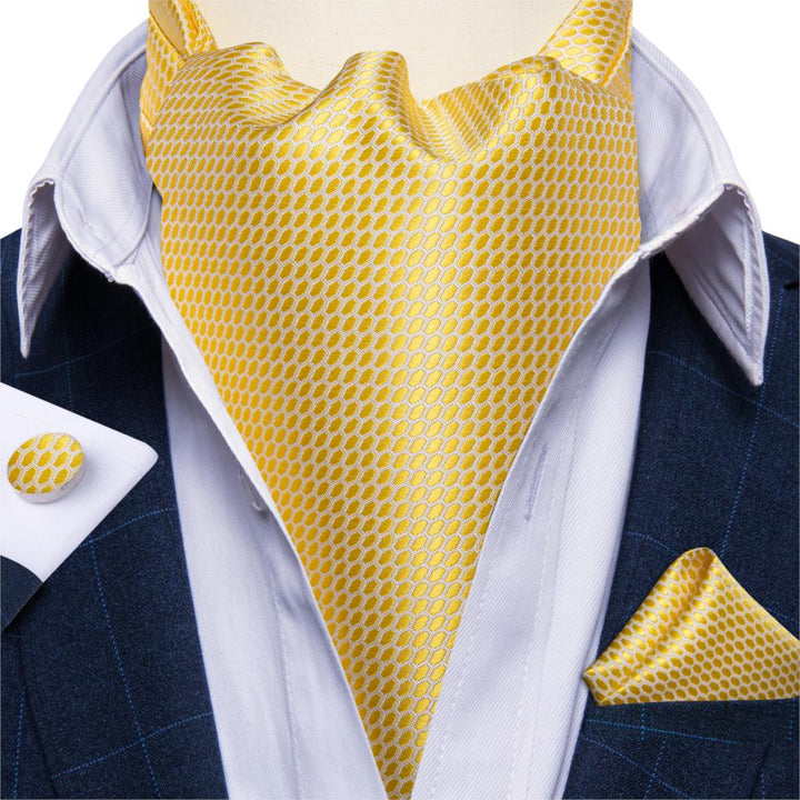 DiBanGu Men Luxury Silk Ascot Tie Cravat Tie Handkerchief Cufflinks 3pcs Set Blue Paisley Floral Wedding Party Cravats Necktie - bertofonsi