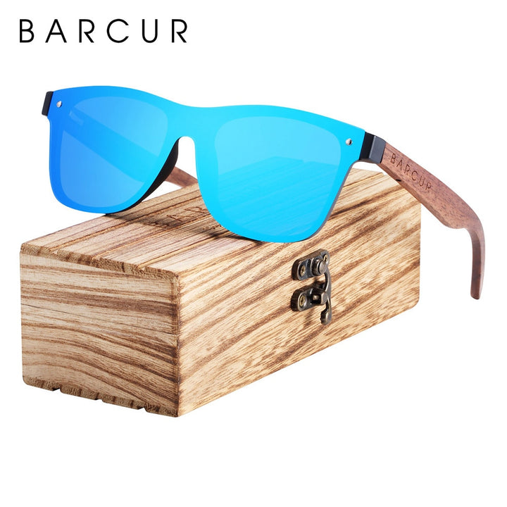 BARCUR Wood Sunglasses Natural Black Walnut Sun glasses for Men Eyewear Women Polarized UV400 Oculos De Sol Masculino Feminino - bertofonsi