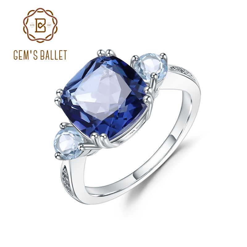 Gem's Ballet 5.22Ct Iolite Blue Mystic Quartz Sky Blue Topaz Rings  AU750 585 14K 10K 18K Gold 925 Silver Ring Jewelry For Women - bertofonsi