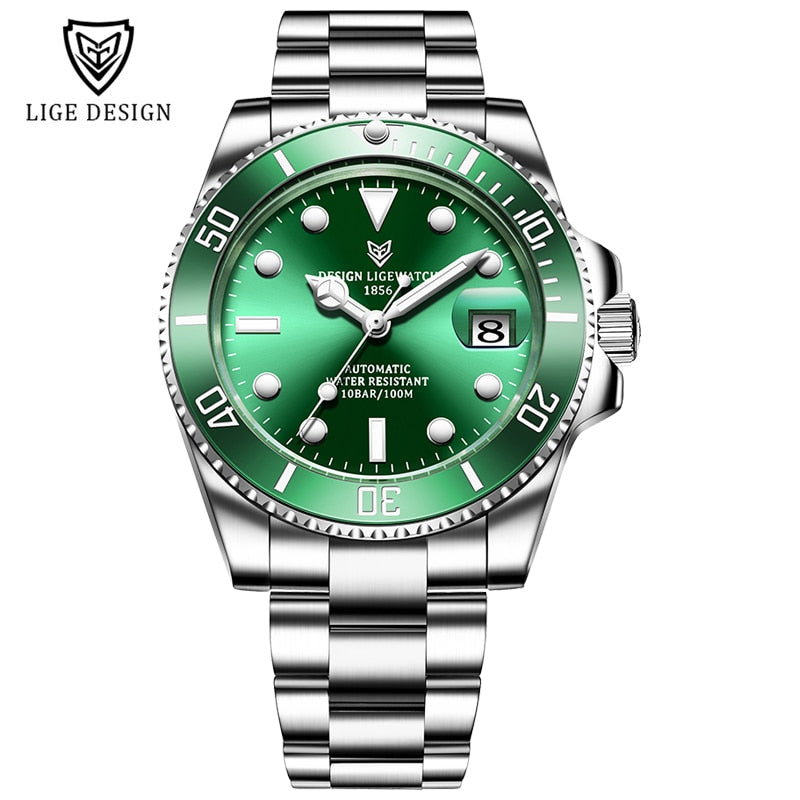 2022 LIGE New Watch Men Automatic Mechanical Tourbillon Clock Fashion Sport Diving Watch 100ATM Waterproof Luminous Watches Mens - bertofonsi