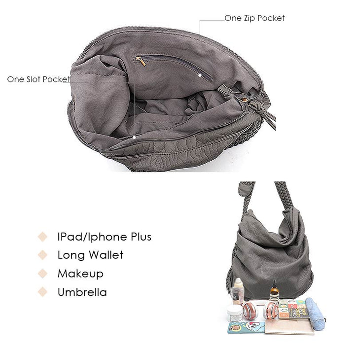 CEZIRA Crossbody Pillow Braided Long Strap Women Shoulder Bag Casual Girl Soft Wash PU Leather Satchel Handbag  Adjustable Belt - bertofonsi