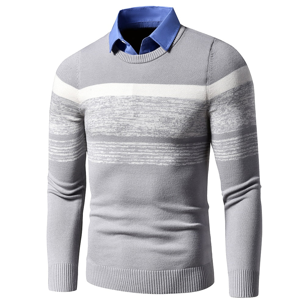 Men 2020 Autumn Winter Casual Brand New Warm Sweater Pullovers Turn Down Shirt Collar Men Knit Pattern Outfits Sweater Coat Men - bertofonsi