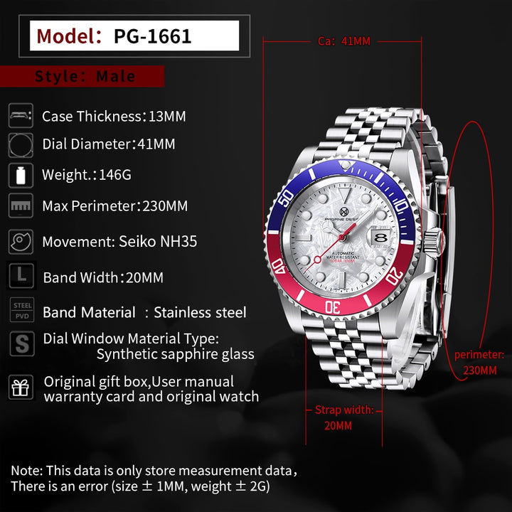 PAGRNE/PAGANI Design New Men&#39;s Automatic Mechanical Watch Luxury Sports Watch Men Waterproof Wristwatch Japan NH35 Reloj Hombre - bertofonsi