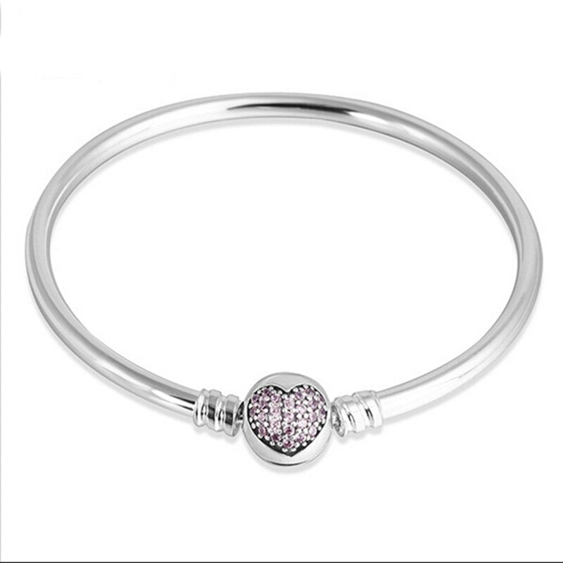 Authentic 100% 925 Sterling Silver Bangle Fit  Bracelet Charm Bead Bangle for Women Luxury Jewelry Original Pulseira XCHS904 - bertofonsi