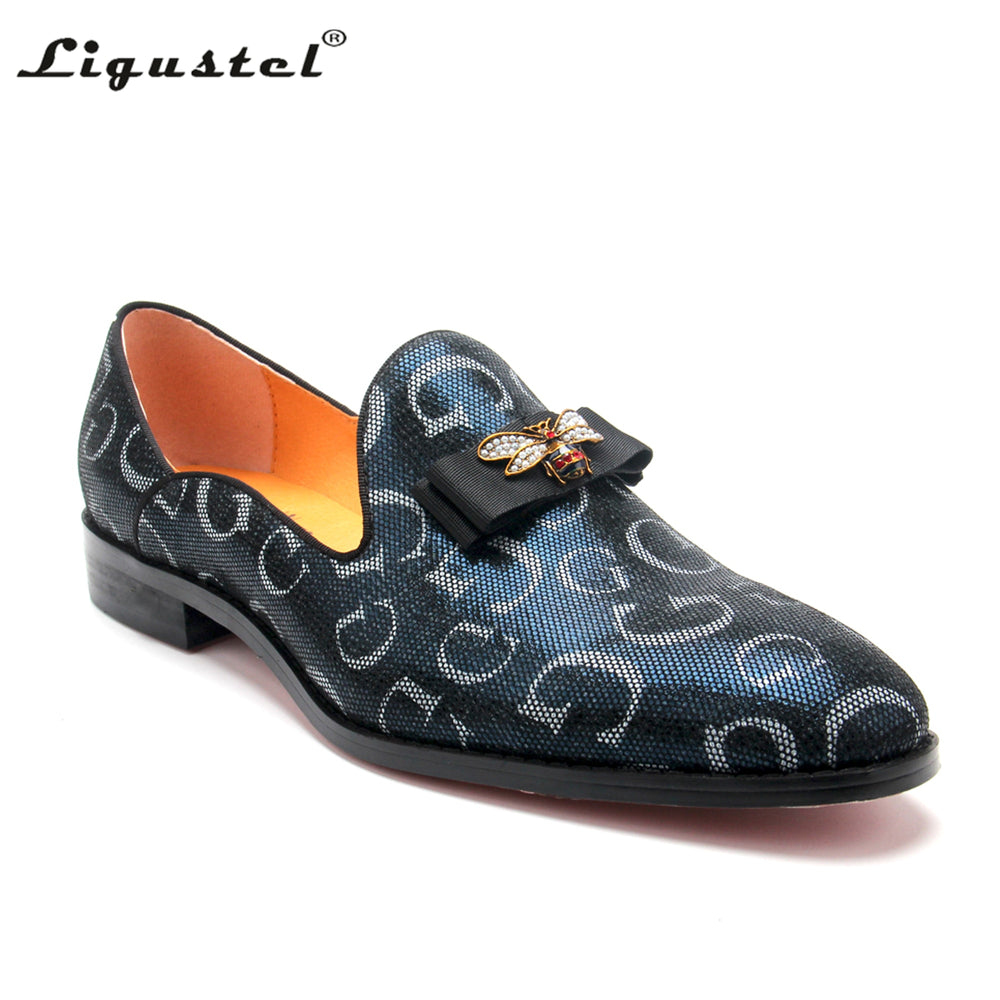 Genuine Leather Loafers Men Prom blue Casual Bee Shoes Luxury Wedding Evening Party Slip On Red Bottom formal dress plus Size 13 - bertofonsi