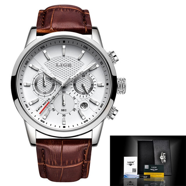Mens Watches LIGE Top Brand Luxury Men&#39;s Fashion Business Waterproof Quartz Watch For Men Casual Leather Watch Relogio Masculino - bertofonsi