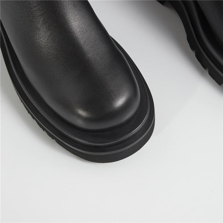 MORAZORA Size 33-43 Fashion Genuine Leather Boots Women Thick Sole Chelsea Boots  British Style Winter Platform Ankle Boots - bertofonsi