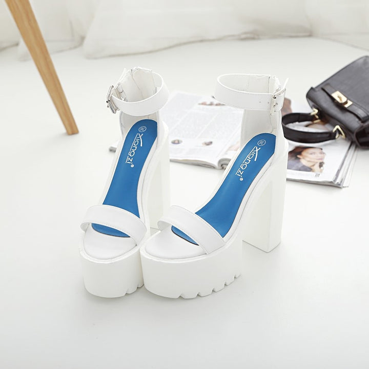 Women&#39;s Sandals 2023 New High Heel Sexy Fashion Waterproof Platform Buckle Zipper Breathable Nightclub Party Casual Shoes - bertofonsi