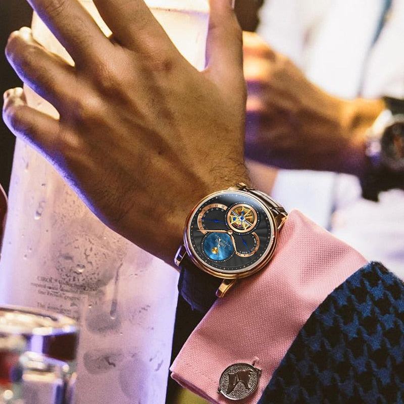 LOBINNI Rome dial watches mens 2020 relogio masculino Automatic gear Mechanical Brands steel orologio Leather Cost wrist watch - bertofonsi