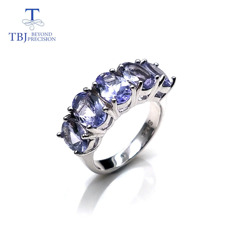 Tanzanite ring natural gemstone oval 5*7mm in 925 sterling silver simple design shiny precious stone jewelry for wife daily wear - bertofonsi