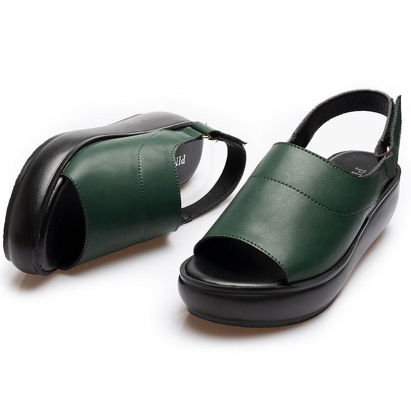 GKTINOO Women&#39;s Sandals Genuine Leather Platform Sandal 2022 Summer Thick Sole High Heels Ladies Sandal Summer Shoes For Women - bertofonsi